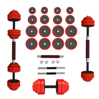 HMS Set de Barre et Haltères Réglables - Rouge - 30 kg