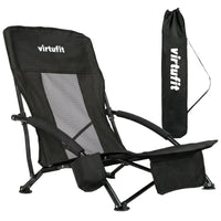 VirtuFit Strandstoel opvouwbaar - Campingstoel - Zwart - Hoofdafbeelding