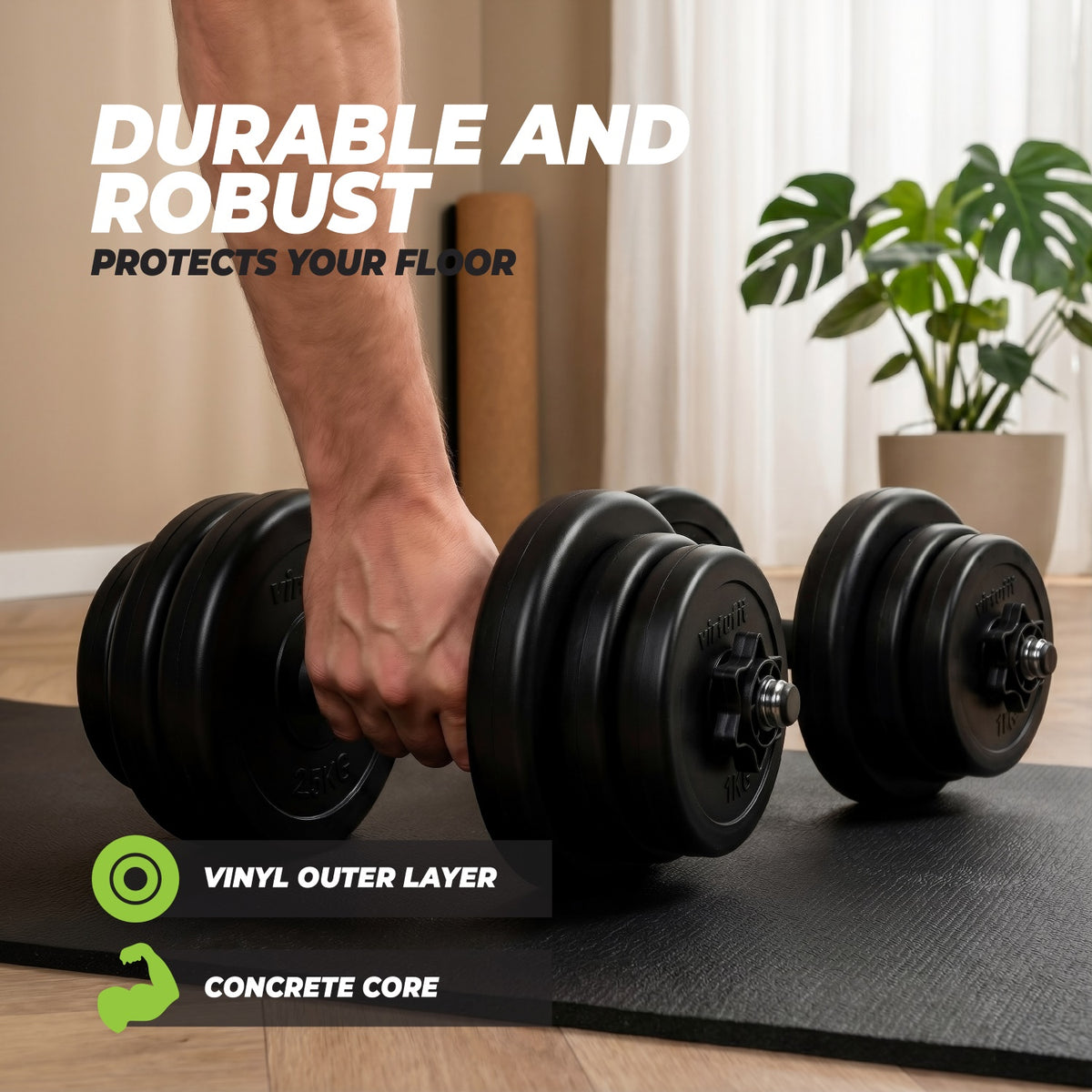 Haltère ajustable VirtuFit - Vinyle - 15 kg - Occasion