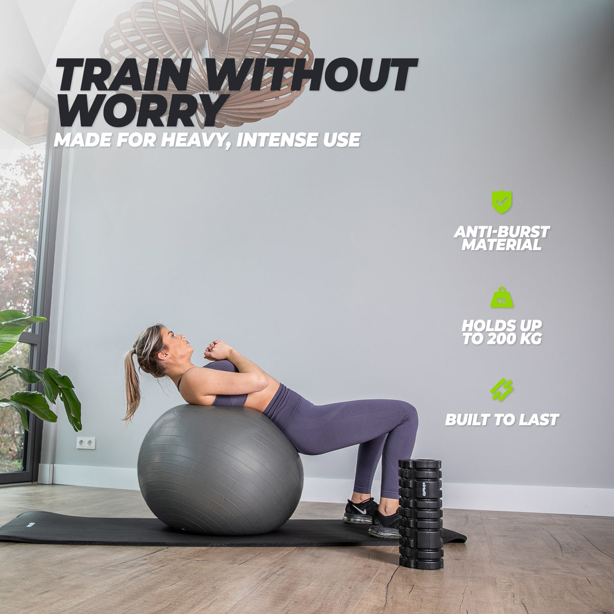 VirtuFit Anti-Burst Fitnessbal Pro - Gymbal - Swiss Ball - met Pomp - Zwart - 75 cm