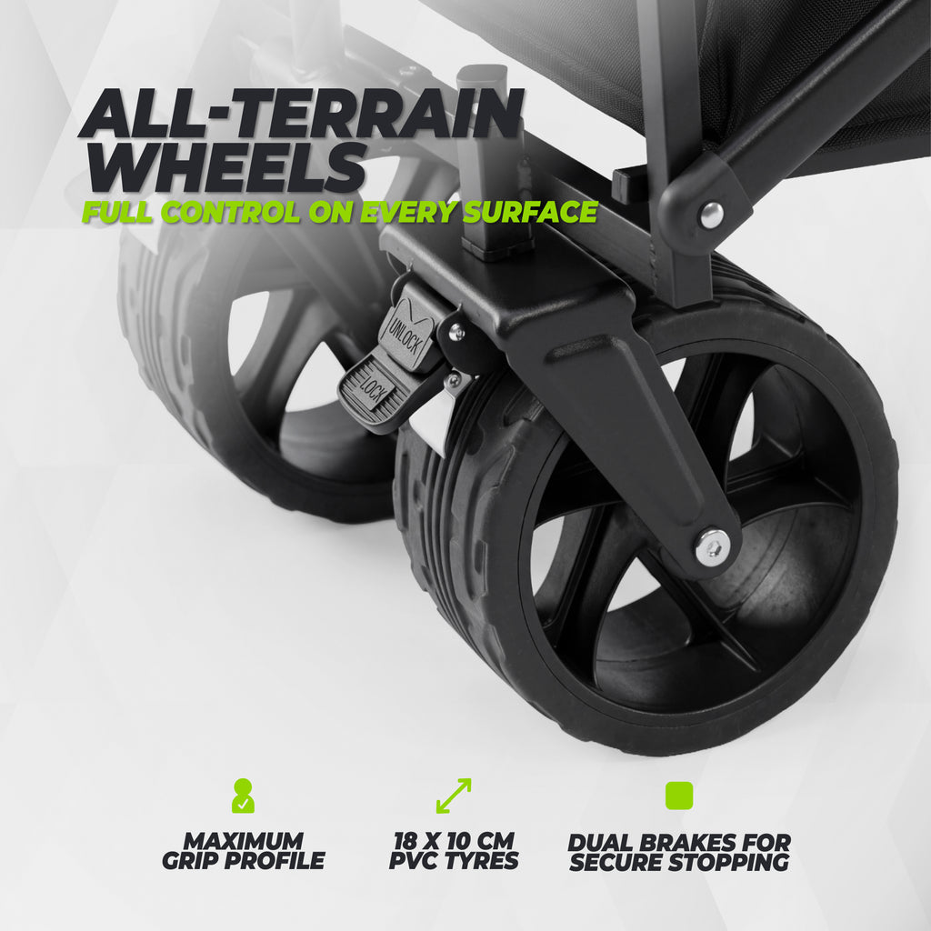 VirtuFit FW100 Opvouwbare Bolderkar - 150 kg Draagvermogen - Incl. Afdekhoes - Zwart