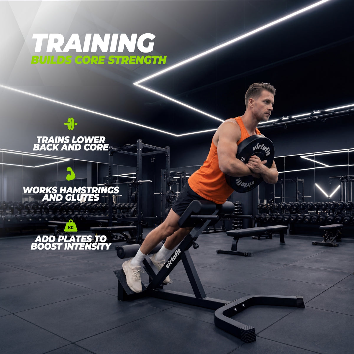 VirtuFit Hyperextension Pro - Chaise romaine - Entraîneur dorsal