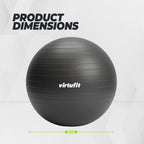 VirtuFit Anti-Burst Fitness Ball Pro - Avec Pompe - Noir - 85 cm