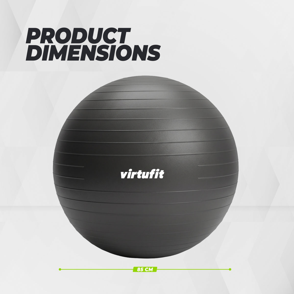 VirtuFit Anti-Burst Fitness Ball Pro - Avec Pompe - Noir - 85 cm