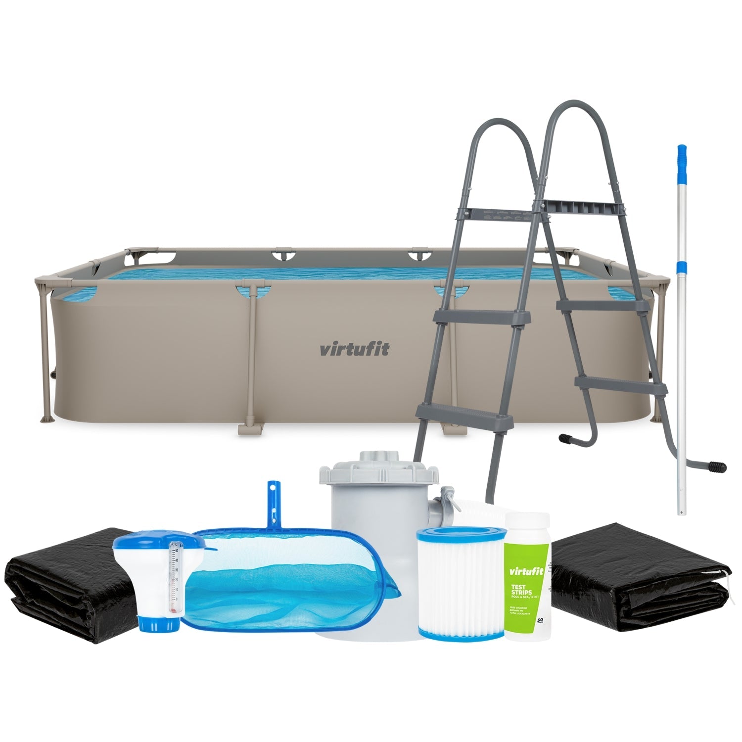 Piscine Rectangulaire VirtuFit - Beige - 300 x 210 x 66 cm