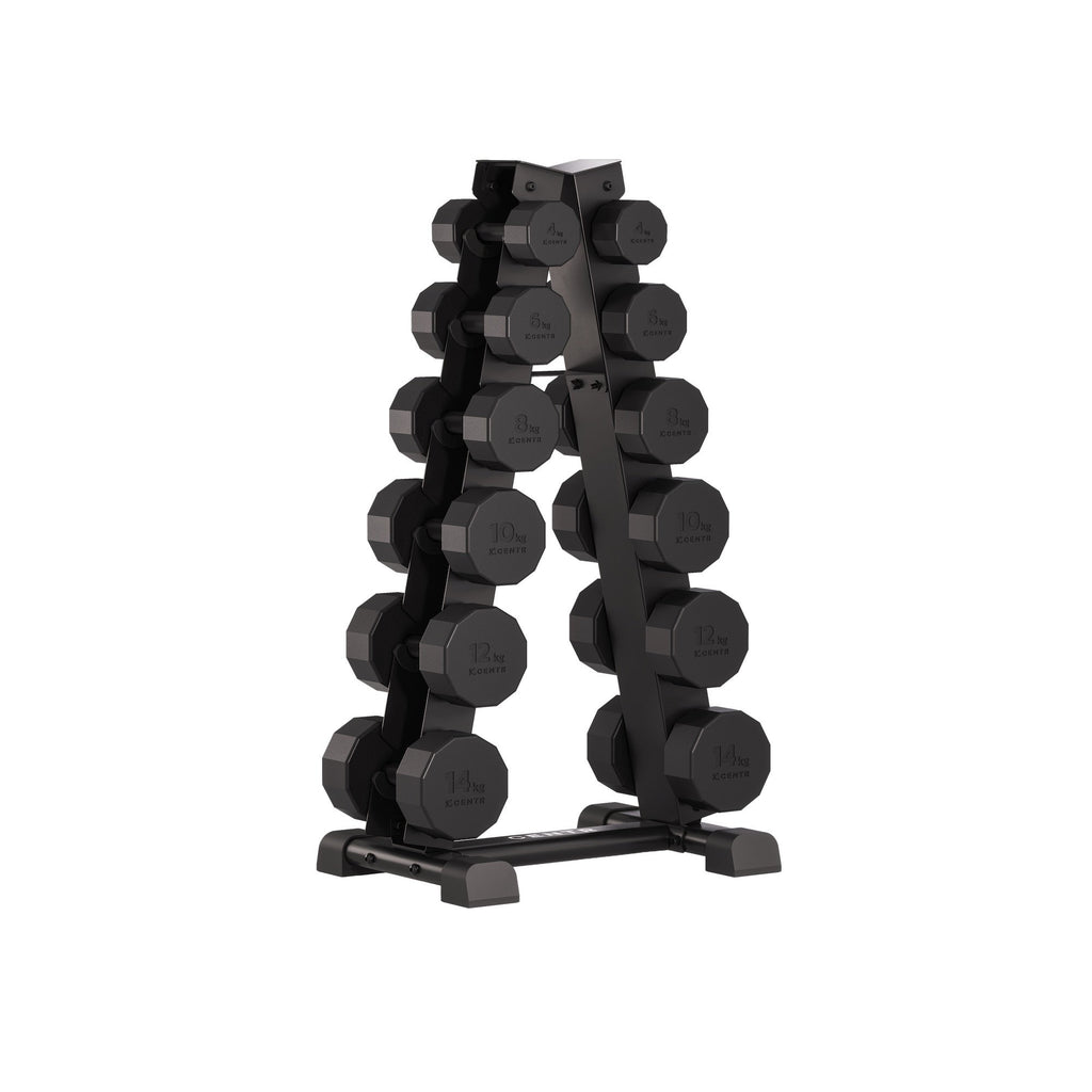 Centr Dumbbell Tower avec set d’haltères 12 pièces - 4 à 14 kg