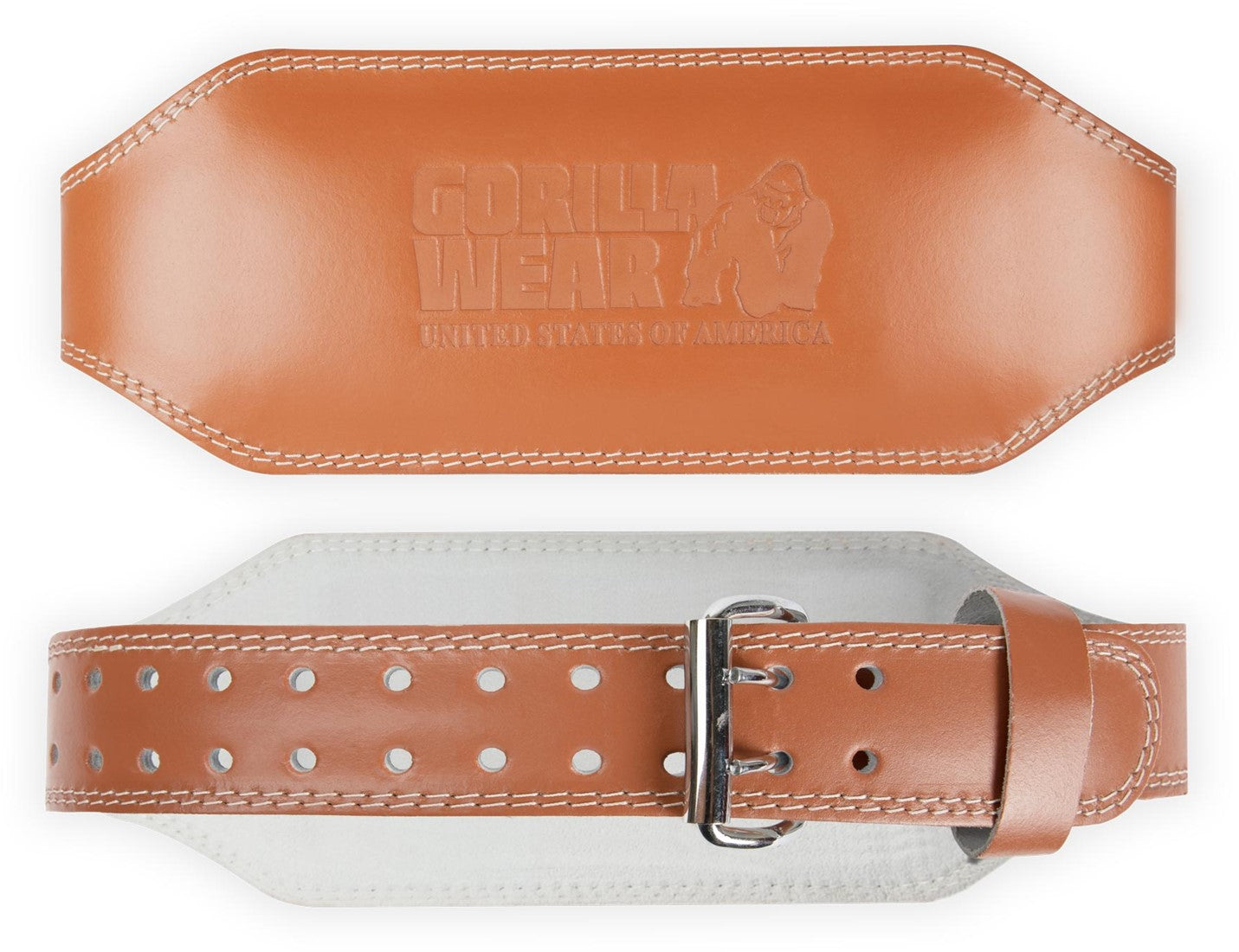 Gorilla Wear 6 Inch Padded Leather Lifting Belt - Marron