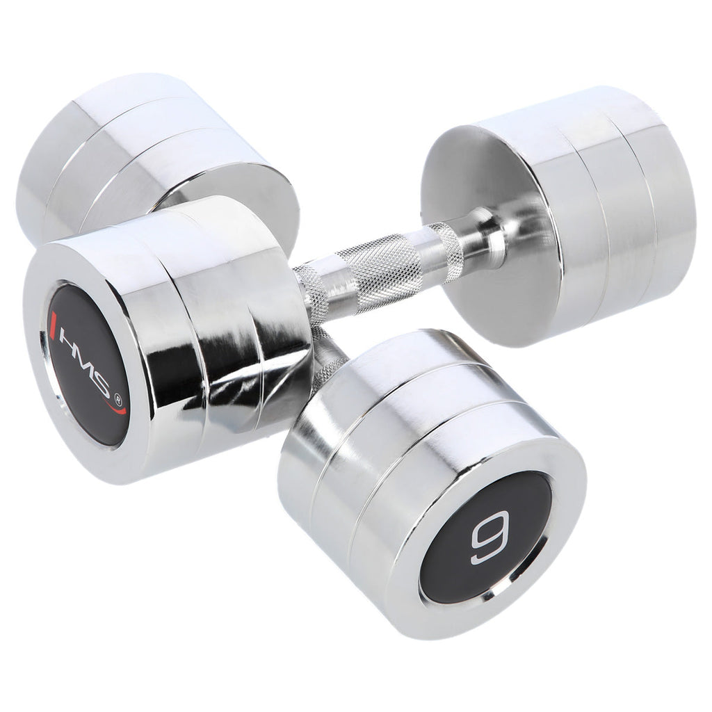 HMS Haltères Chromées - Set de 2 x 9 kg