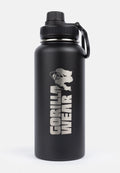 Gorilla Wear Bouteille d'eau isolée en acier inoxydable - Noir - 1000 ml