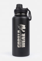 Gorilla Wear Bouteille d'eau isolée en acier inoxydable - Noir - 1000 ml
