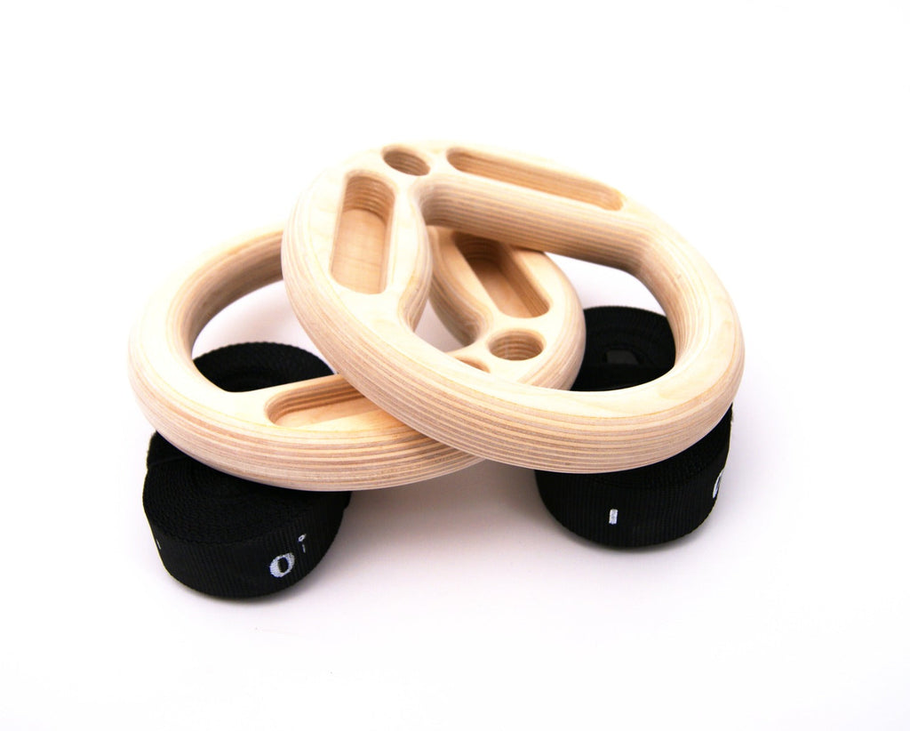 Muscle Power Suspension Trainer - Ensemble d'anneaux multigrip - Bois