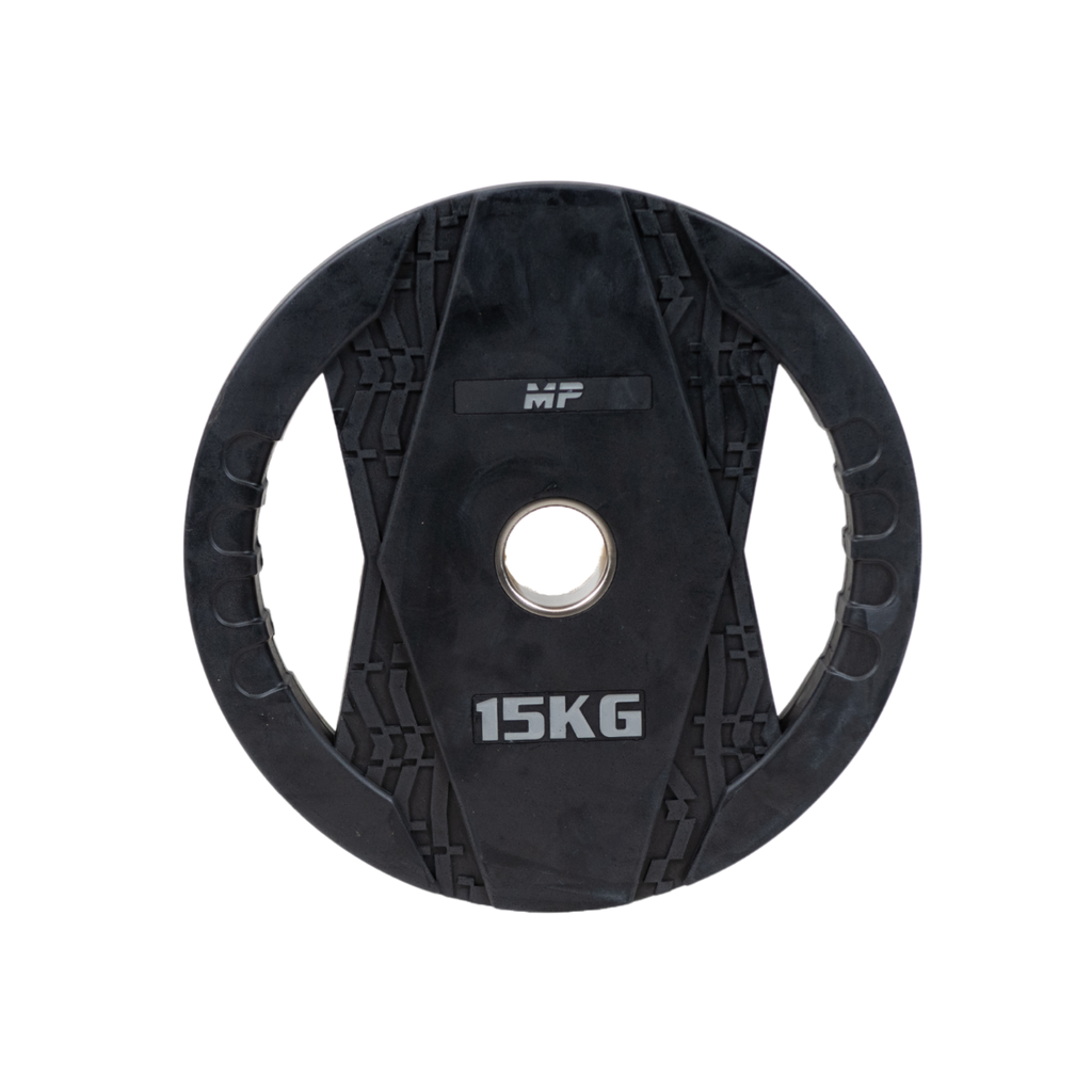 Muscle Power Olympische Halterschijf met Handgrepen - Rubber - 15 kg