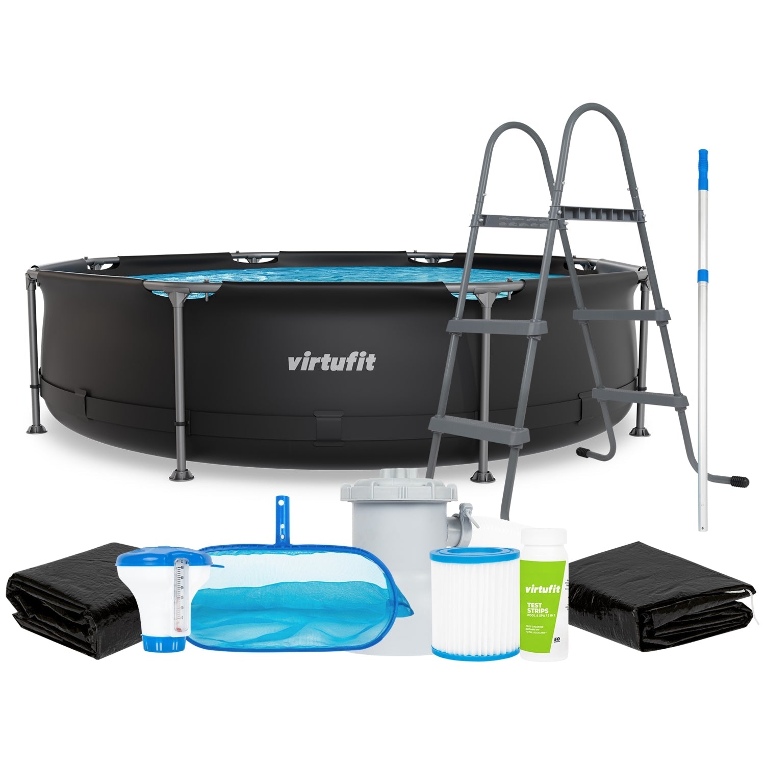 Piscine Ronde VirtuFit Ø305 x 76 cm - Anthracite - Pack Complet