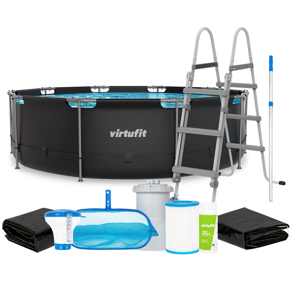 Piscine Ronde VirtuFit Ø366 x 100 cm - Anthracite - Ensemble Complet