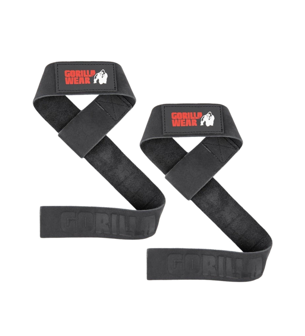 Gorilla Wear Leather Lifting Straps - Noir