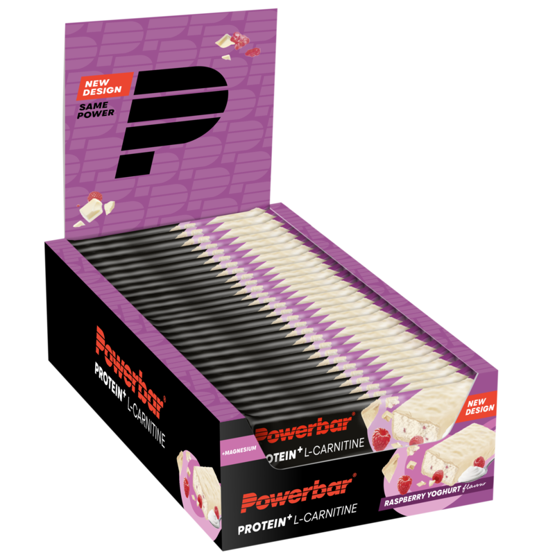 Powerbar Protein+ Bar L-Carnitine - 30 x 35 gr - Yoghourt et Framboise
