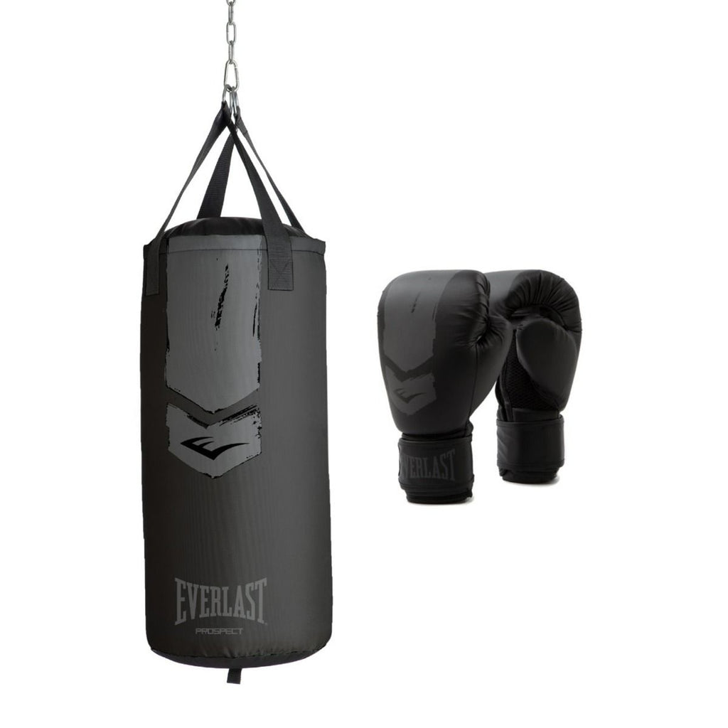 Everlast Prospect 2 Kit De Sac Lourd - Sac De Boxe & Gants De Boxe - Noir/Gris