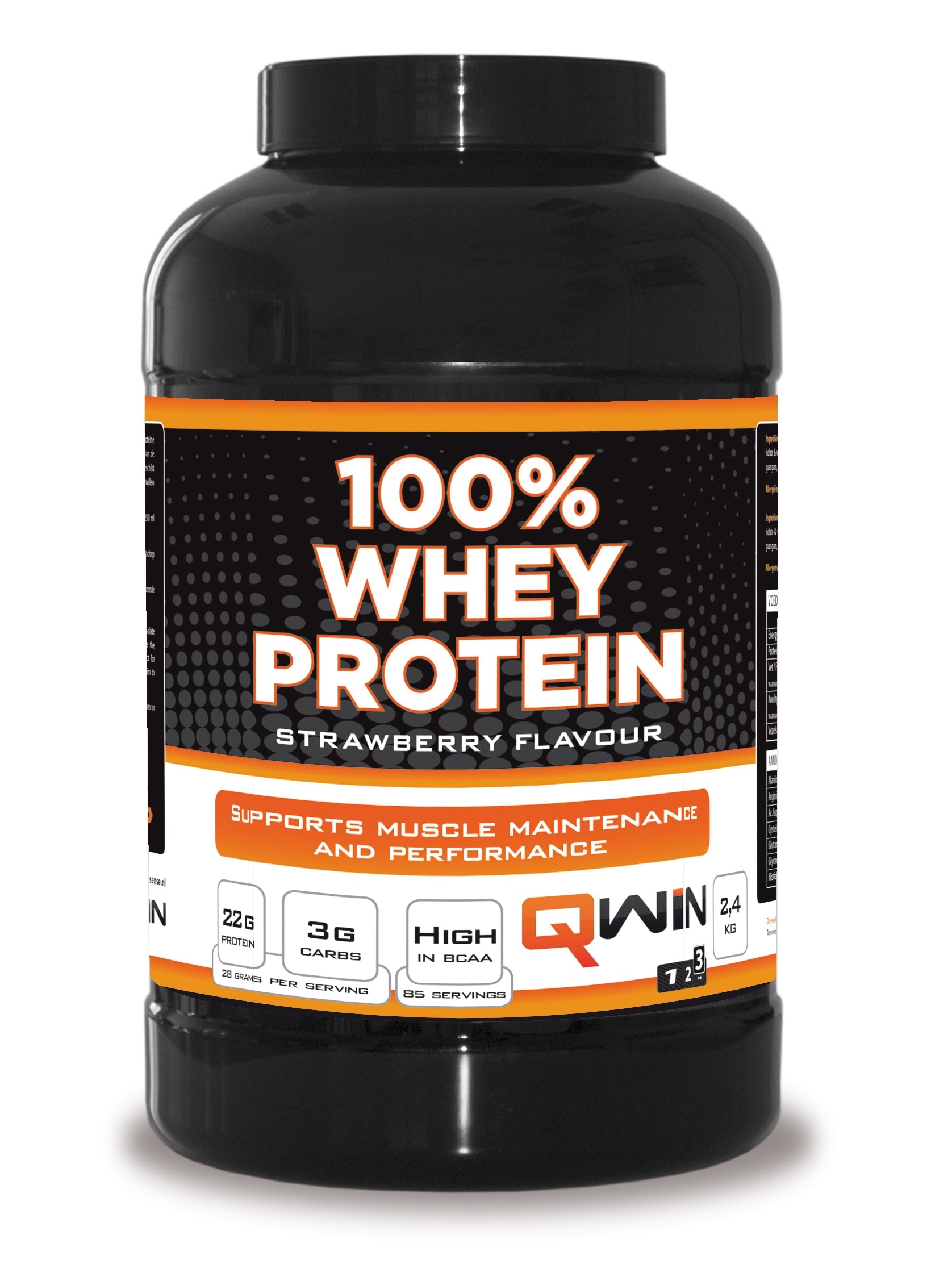 QWIN 100% Protein Shake Fraise - Poudre de Protéines - 2400 g