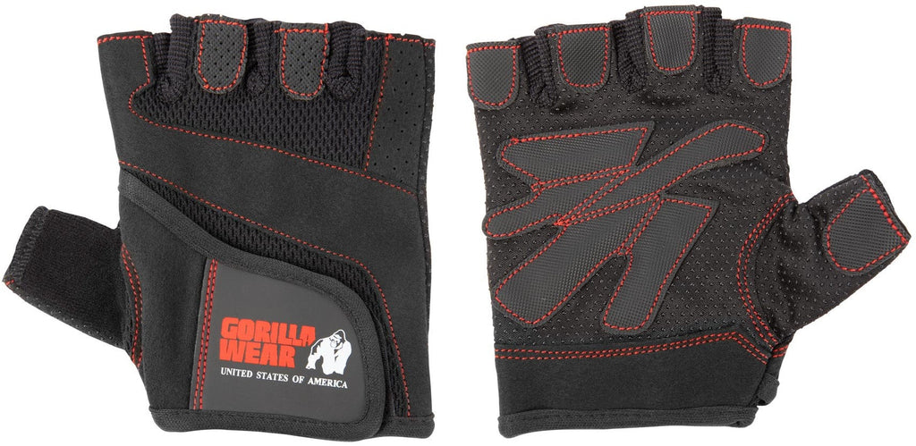 Gorilla Wear Women's Fitness Gloves - Noir/Rouge Stitched