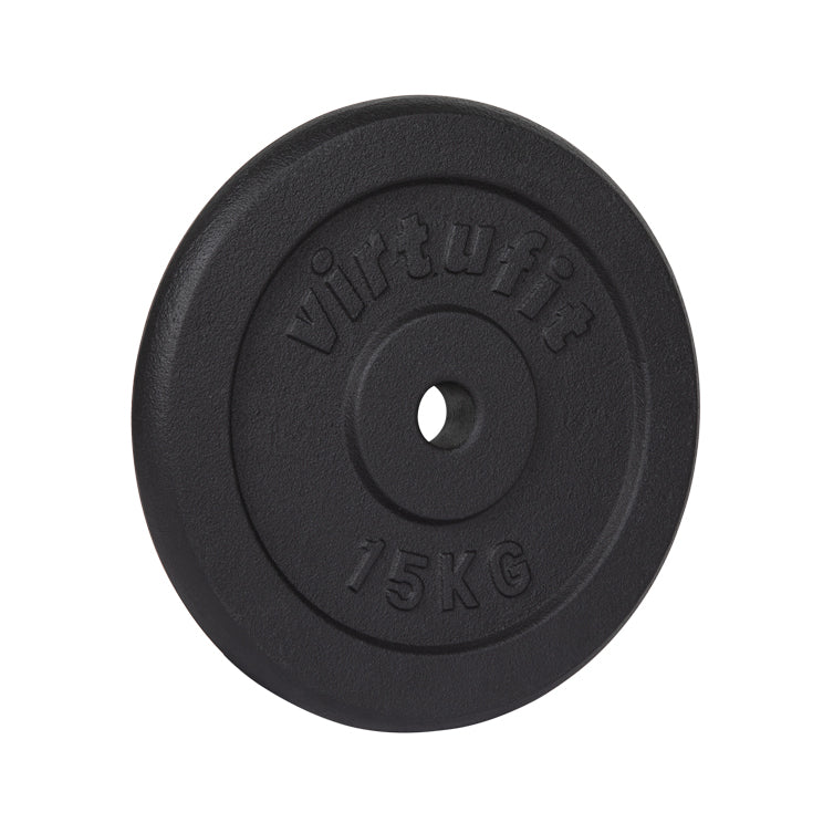 VirtuFit Haltère en fonte - Poids haltère - 30 mm - 15 kg - Noir