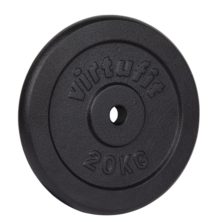 VirtuFit Haltère en fonte - Poids haltère - 30 mm - 20 kg - Noir