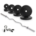 Kit d'Haltères en Caoutchouc VirtuFit - Barre EZ Curl - Collier à ressort - 30 mm - 25 kg - Tweedekans