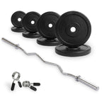 Kit d'Haltères en Caoutchouc VirtuFit - Barre EZ Curl - Collier à ressort - 30 mm - 43 kg