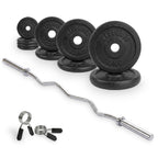 Kit d'Haltères en Fonte VirtuFit - Barre EZ Curl - Collier à ressort - 30 mm - 25 kg - Tweedekans
