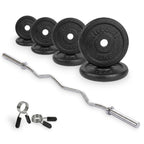 Kit d'Haltères en Fonte VirtuFit - Barre EZ Curl - Collier à ressort - 30 mm - 43 kg - Tweedekans