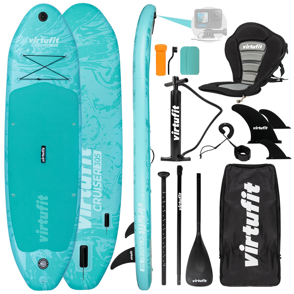 VirtuFit Supboard Cruiser 305 - Turquoise - Avec siège Kayak, accessoires et sac de transport