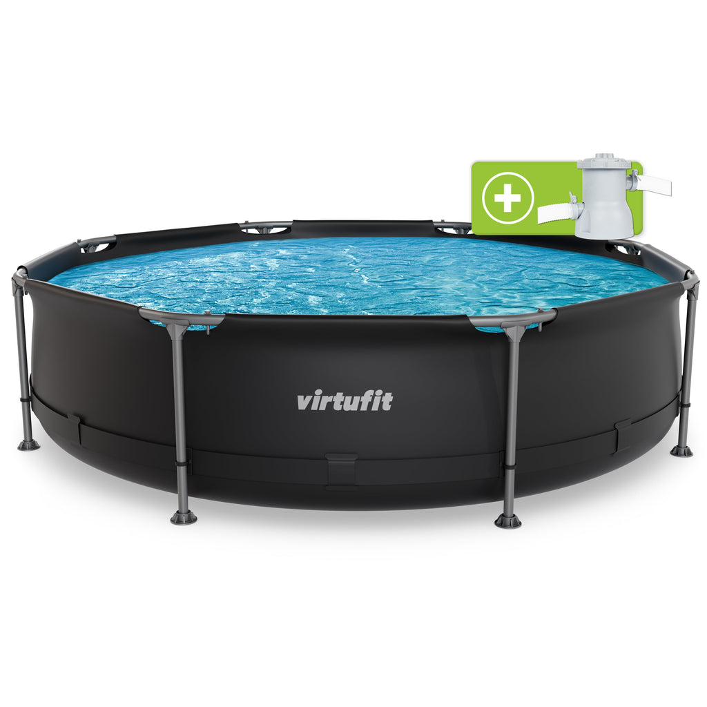 VirtuFit Rond Zwembad - Ø305 x 76 cm - Antraciet - Inclusief Filterpomp - Tweedekans - Hoofdafbeelding