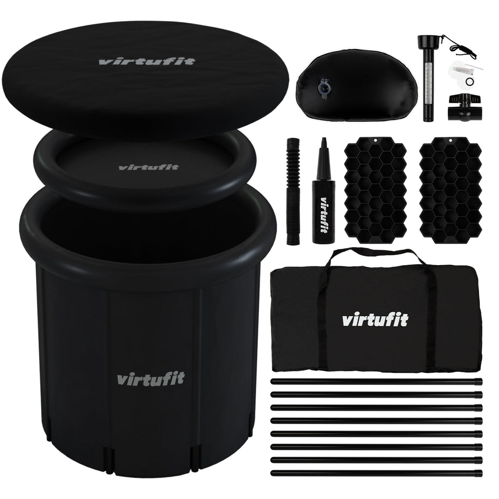 VirtuFit Bain de glace XXL - 375 litres - Anthracite - Accessoires inclus - Deuxième Chance