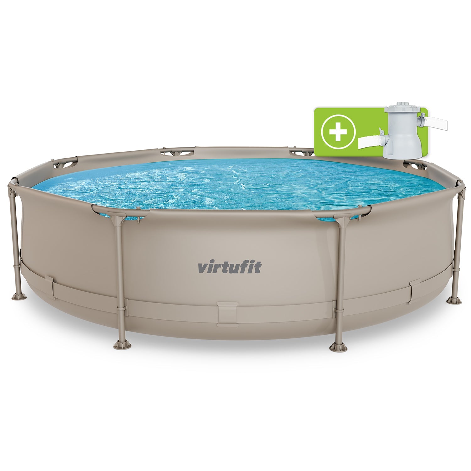 Piscine Ronde VirtuFit - Ø305 x 76 cm - Beige - Inclus Pompe Filtrante