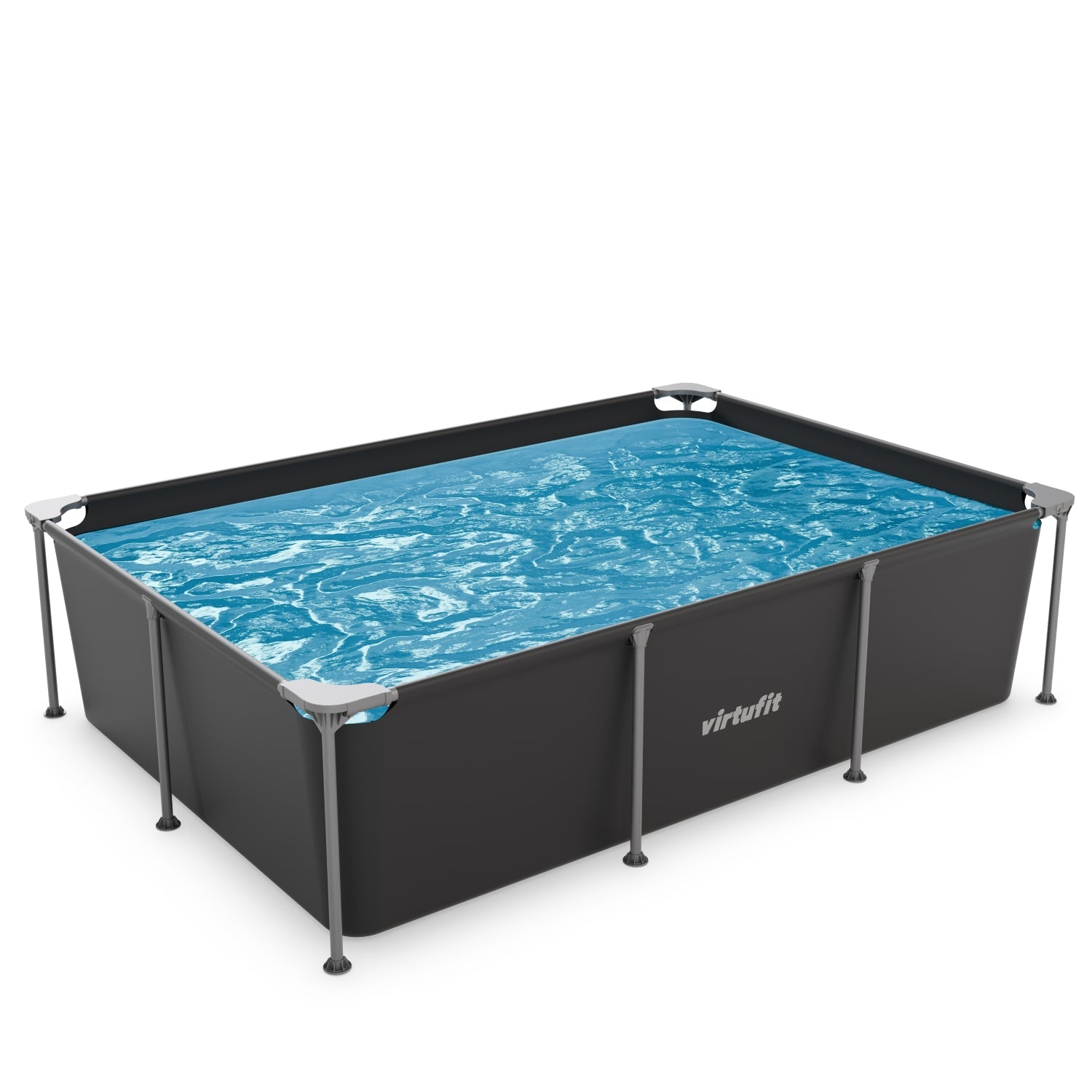 Piscine Rectangulaire VirtuFit - Anthracite - 260 x 180 x 66 cm - Tweedekans