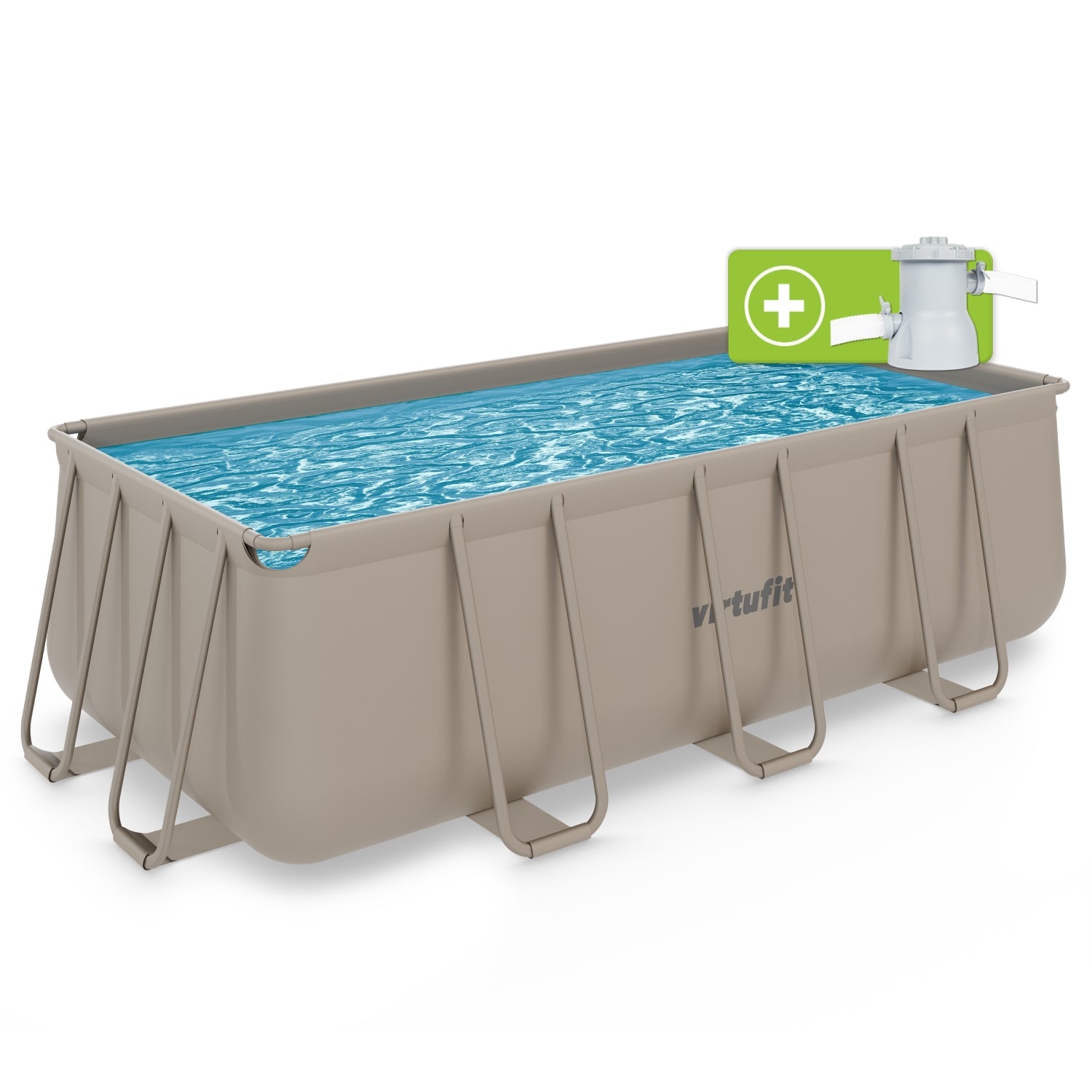 Piscine Rectangulaire VirtuFit 400 x 200 x 122 cm - Beige - Avec Pompe Filtrante
