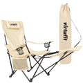 VirtuFit Opvouwbare Camping Stoel met Voetsteun - Strandstoel - Beige - Tweedekans