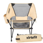 VirtuFit Camping Stoel Compact - Opvouwbaar - Beige - Set van 2 - Aanzicht