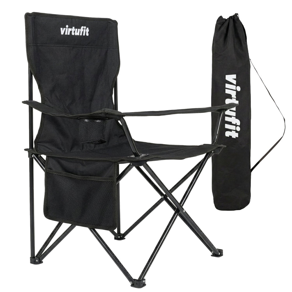VirtuFit Opvouwbare Camping Stoel - Zwart - Set van 2