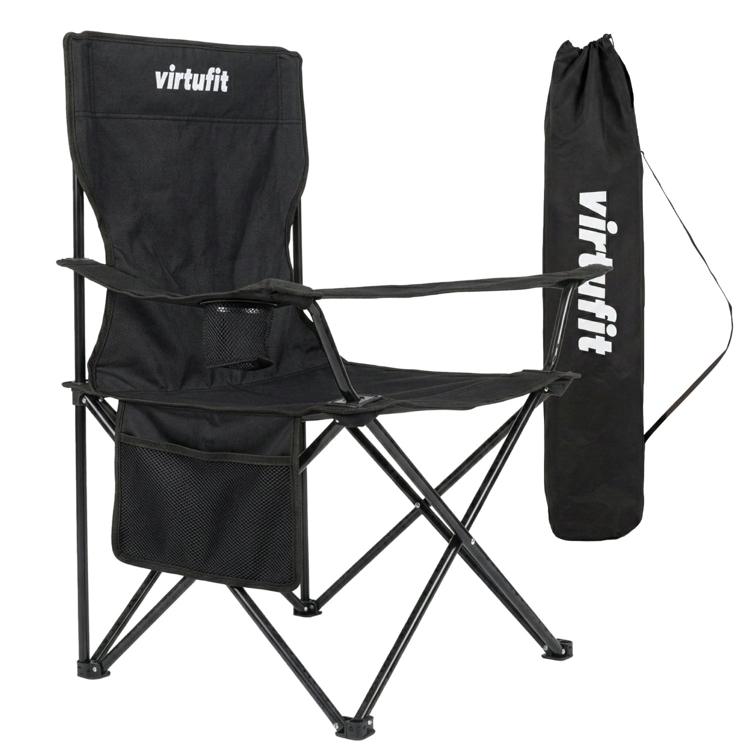 VirtuFit Opvouwbare Camping Stoel - Zwart - Set van 2