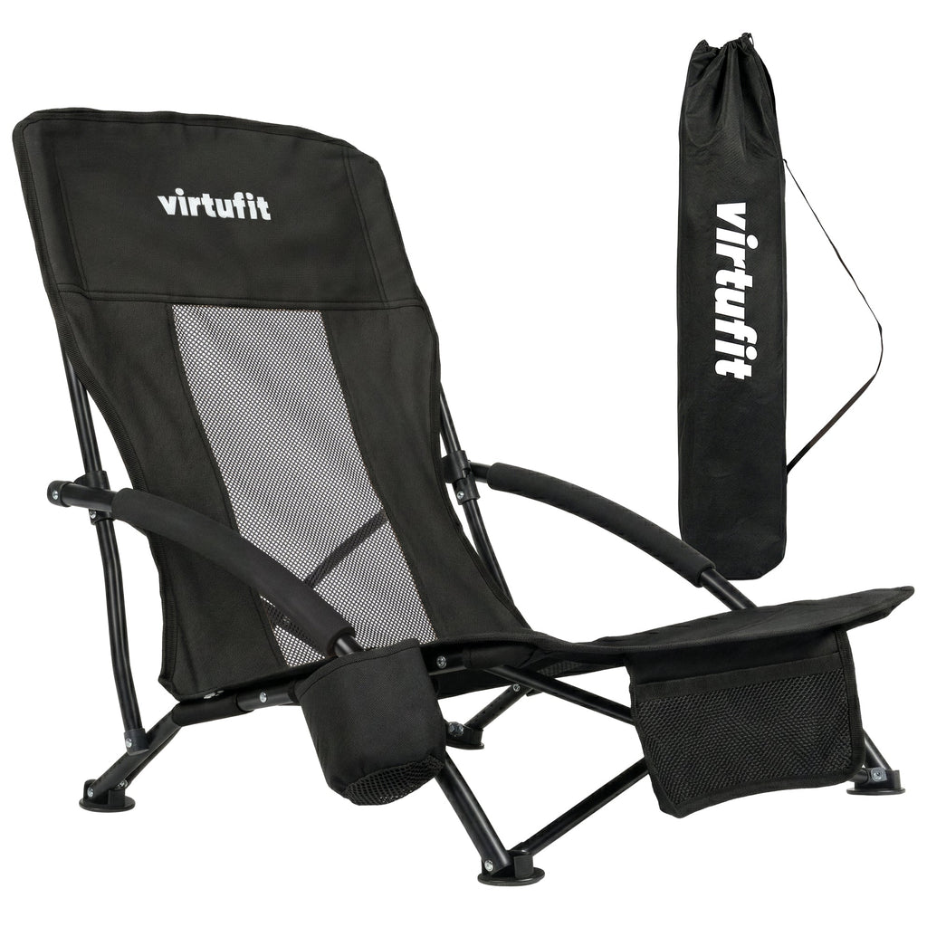 VirtuFit Chaise de plage pliable - Noir - Tweedekans