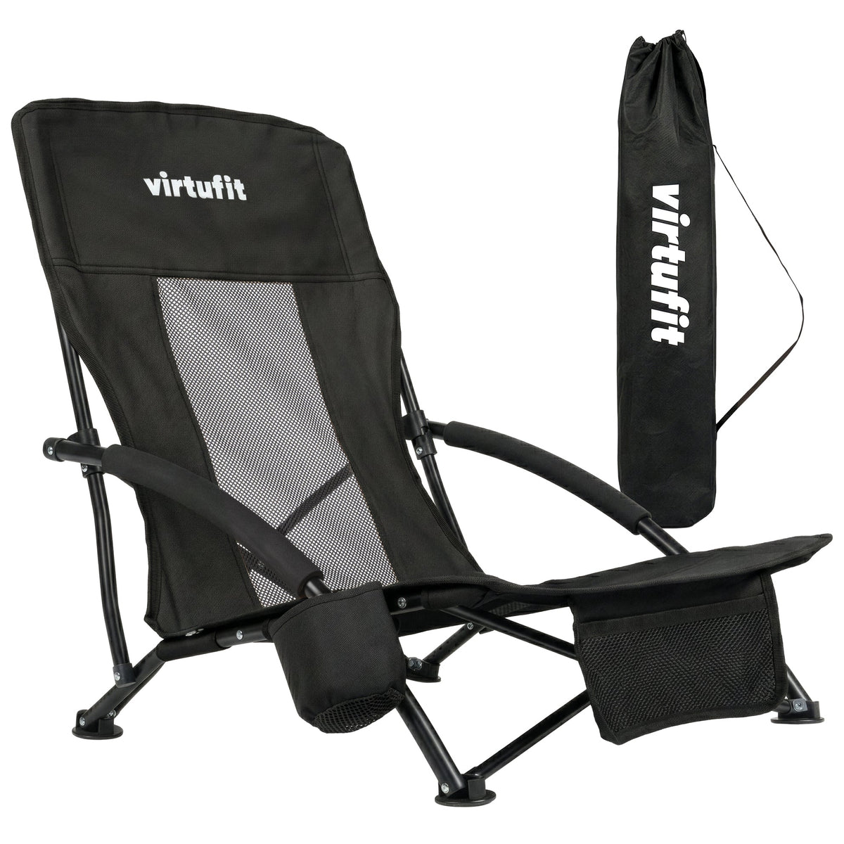 VirtuFit Chaise de plage pliable - Noir - Tweedekans