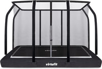 VirtuFit Premium Inground Trampoline avec Filet de Sécurité - Noir - 213 x 305 cm