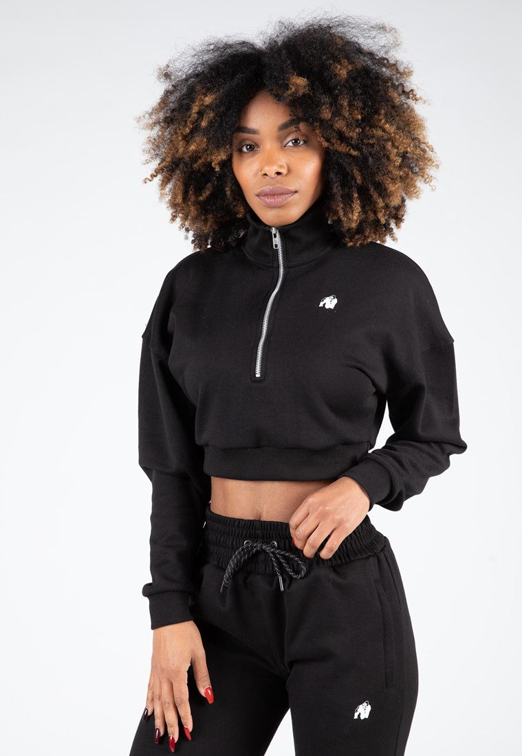 Gorilla Wear Ocala Cropped Half-Zip Sweatshirt - Noir