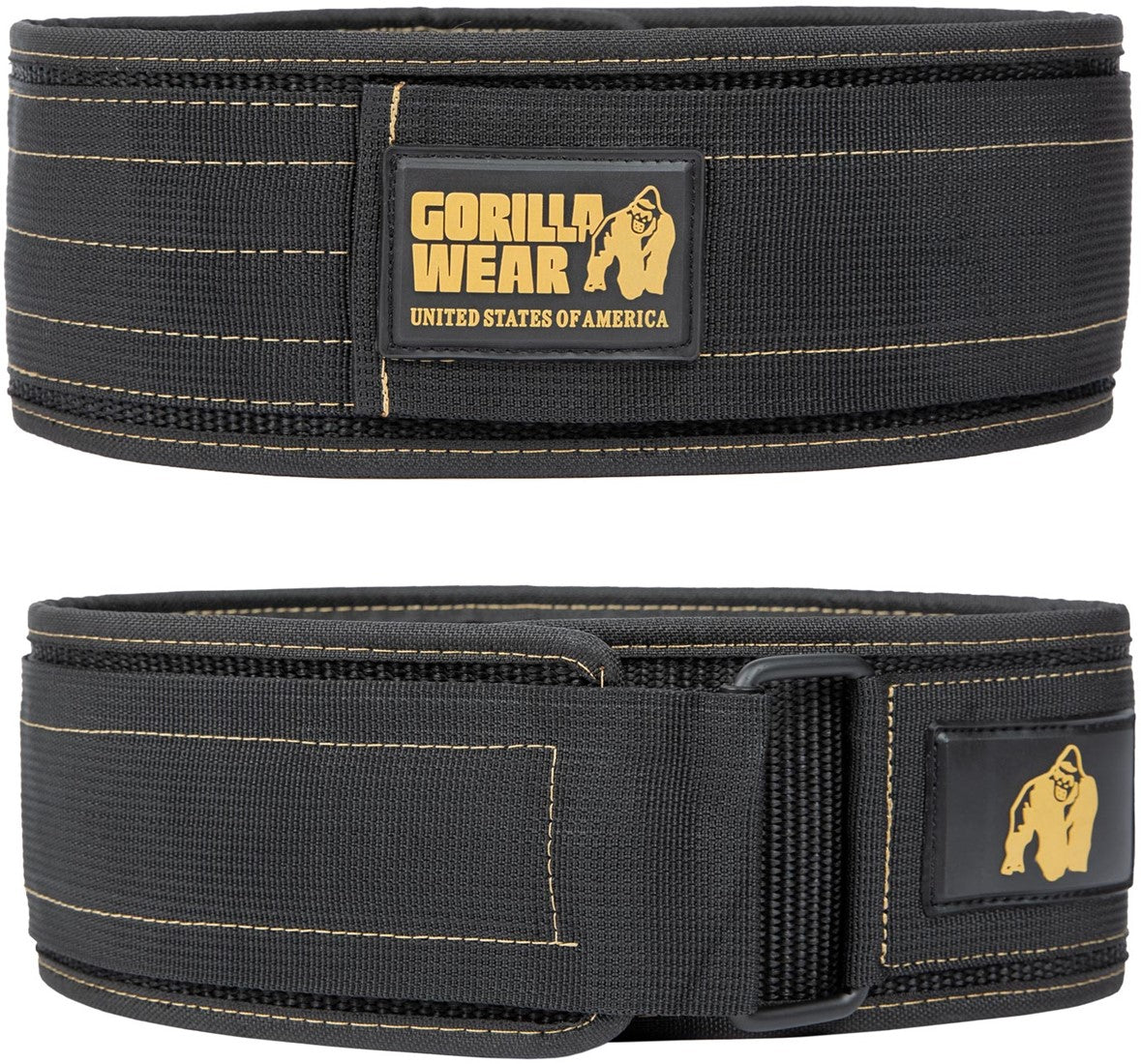 Gorilla Wear 4 Inch Nylon Lifting Belt - Noir/Or