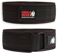 Gorilla Wear 4 Inch Nylon Lifting Belt - Noir/Rouge Stitched