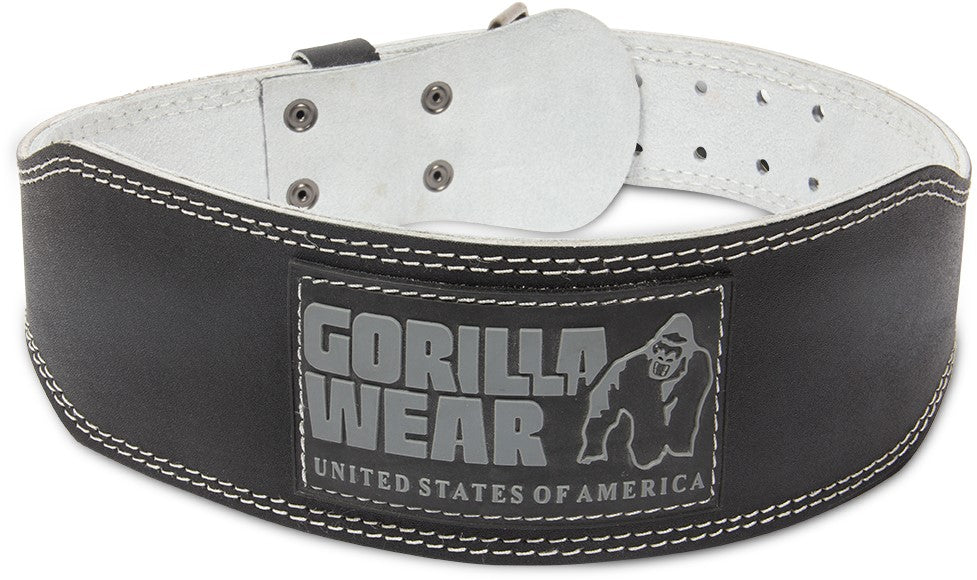 Gorilla Wear 4 Inch Padded Leather Lifting Belt - Noir/Gris