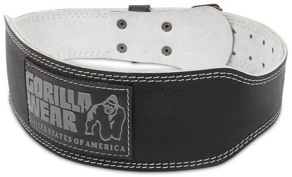 Gorilla Wear 4 Inch Padded Leather Lifting Belt - Noir/Gris