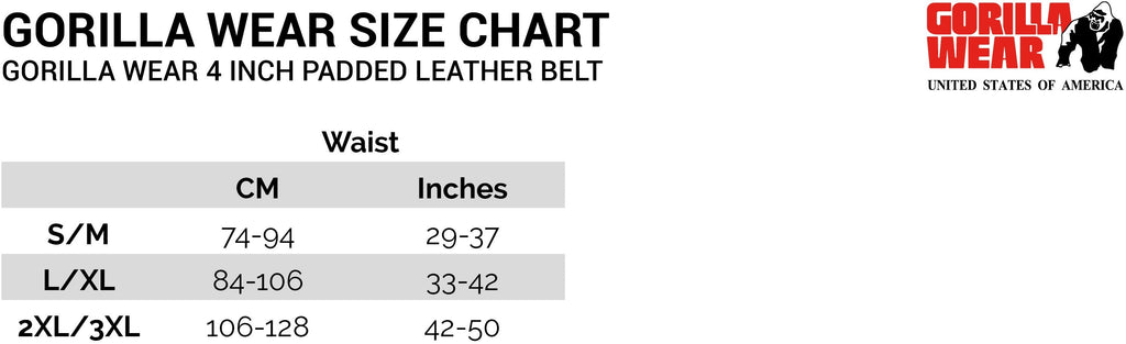 Gorilla Wear 4 Inch Padded Leather Lifting Belt - Noir/Gris
