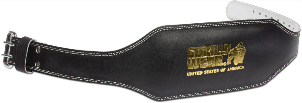 Gorilla Wear 6 Inch Padded Leather Lifting Belt - Noir/Or