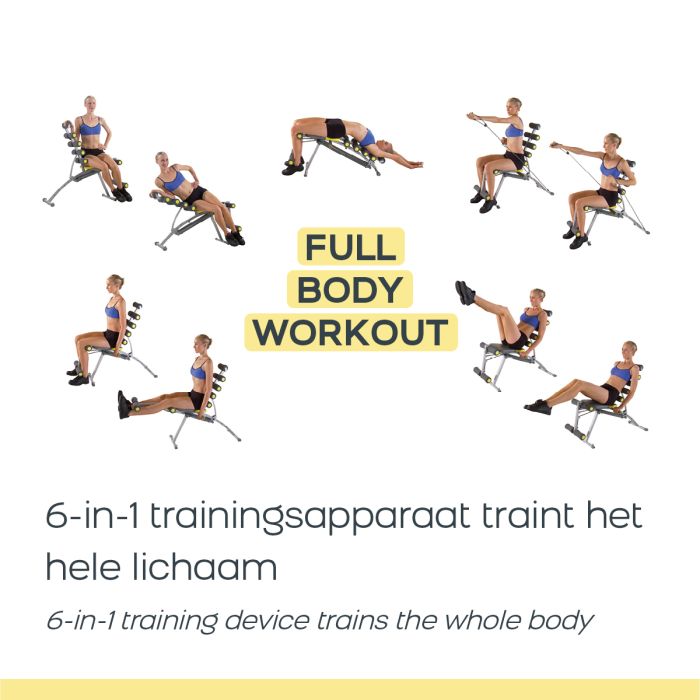 Rock Gym Banc de Musculation 6-en-1 - Entraîneur Abdominaux